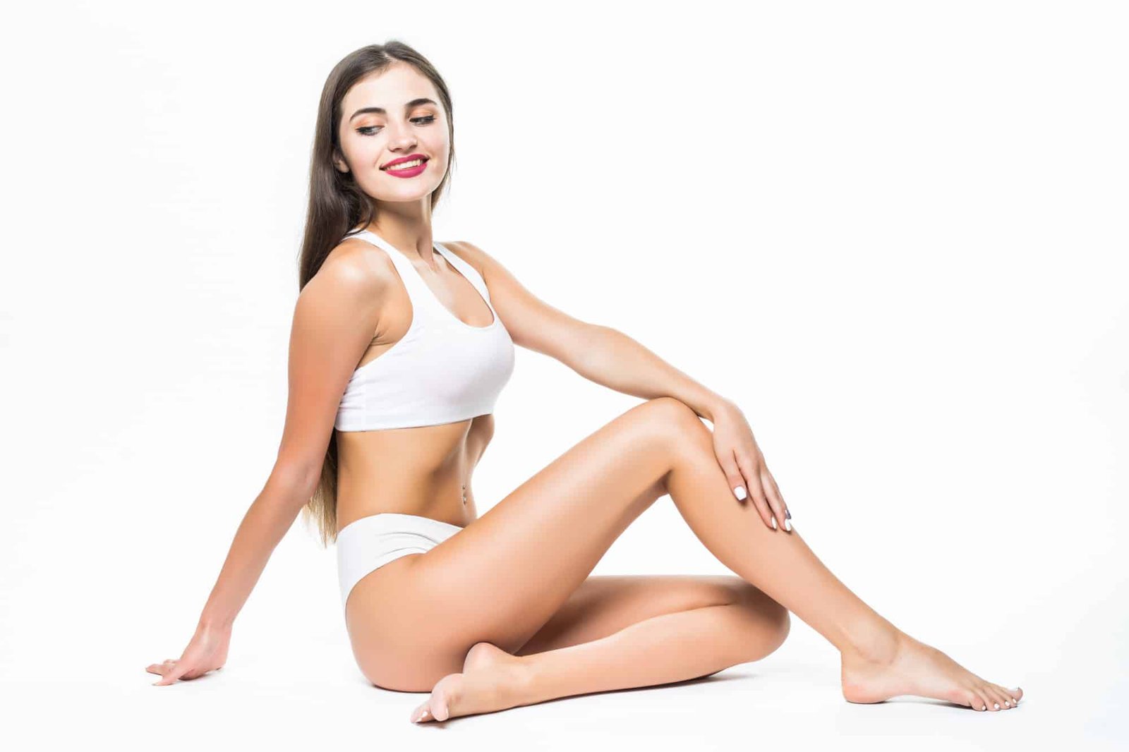 woman doing waxing in salon stock photo