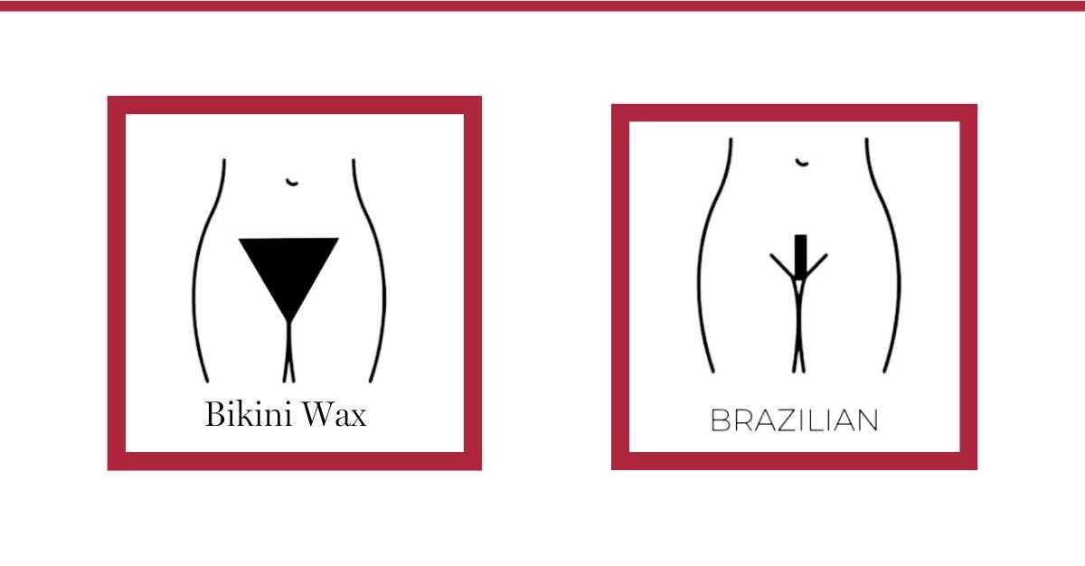 Showing the difference between extended bikini wax vs Brazilian wax.