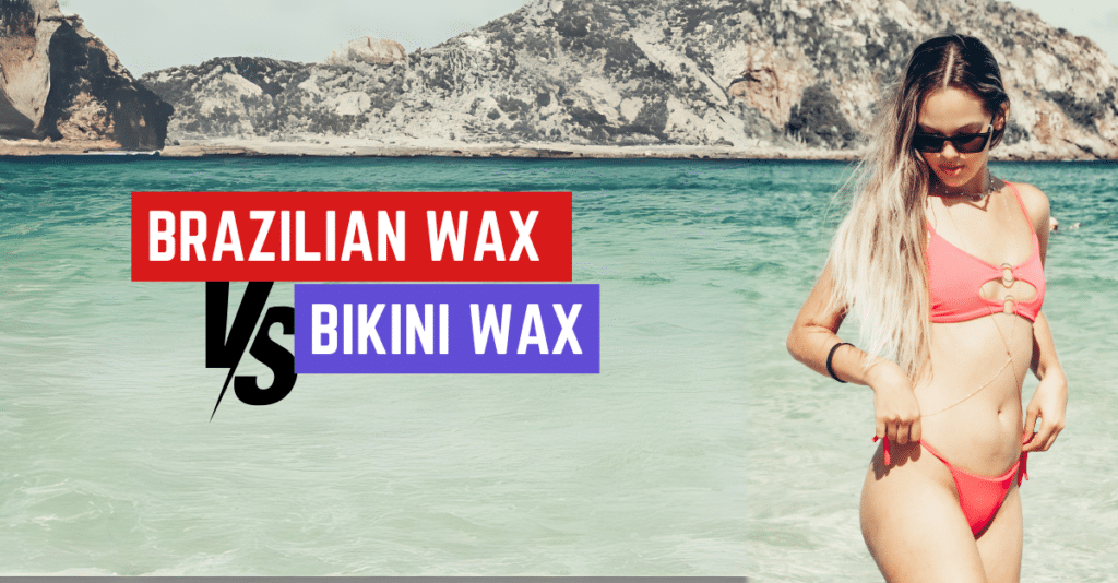 Brazilian wax vs bikini wax- image shows the difference for a client.