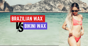 Brazilian wax vs bikini wax- image shows the difference for a client.