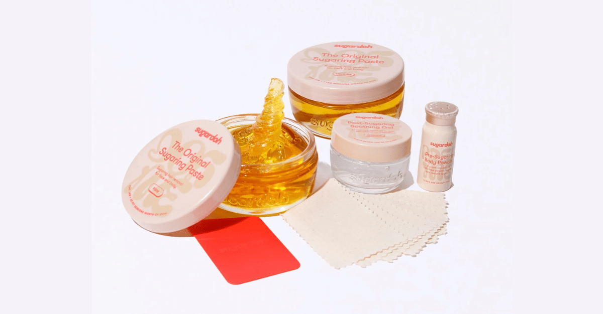 Complete body sugaring kit with all necessary tools and ingredients.