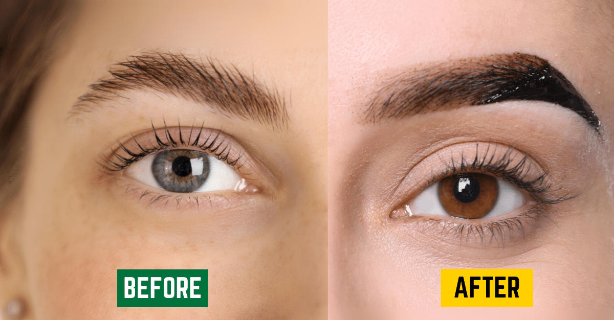 Eyebrow tint before and after