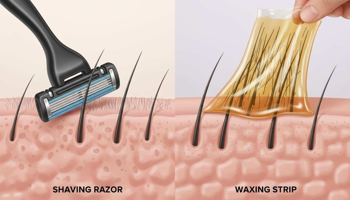 Shaving razor versus waxing strip comparison