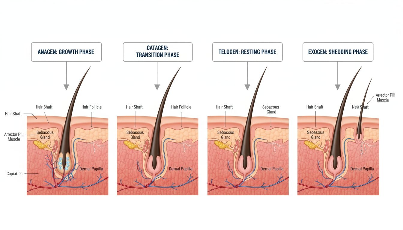 Hair growth cycle stages diagram