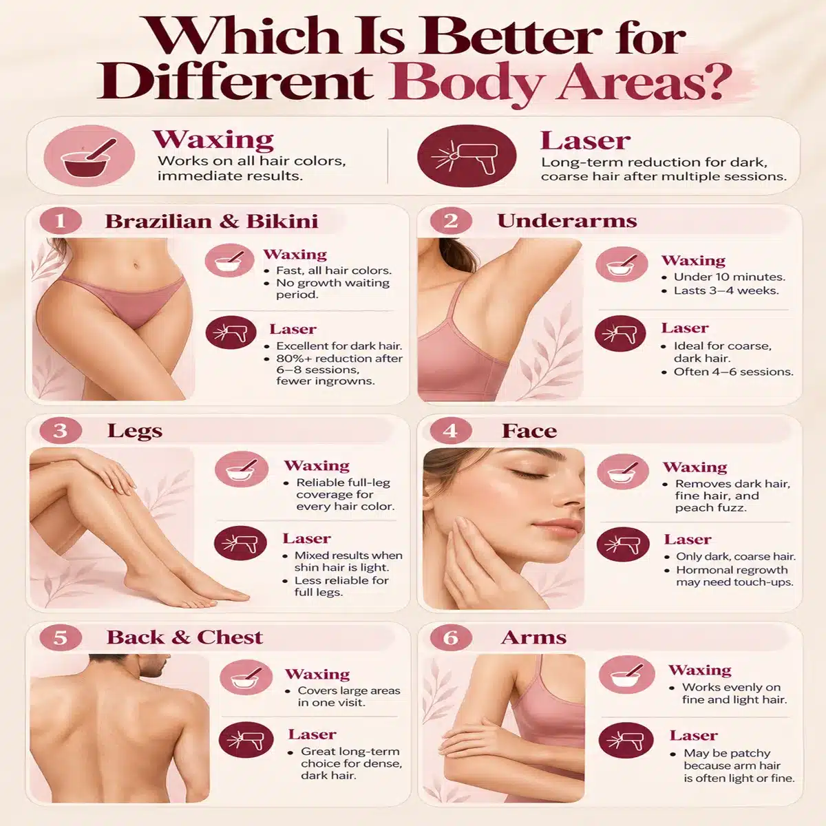 waxing vs laser hair removal: Which Is Better for Different Body Areas